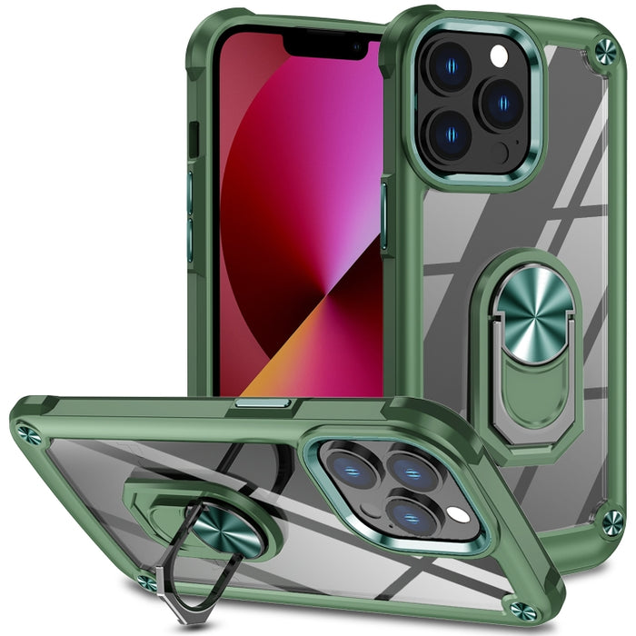 Estuche para teléfono con protección de lente de TPU + PC con soporte para anillo