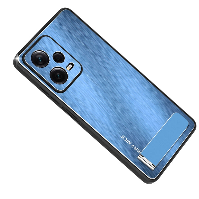 Caja de teléfono a prueba de golpes con textura cepillada de metal con soporte, For Xiaomi Redmi Note 12 Pro+ China, For Xiaomi Redmi Note 12 Pro 5G China, For Xiaomi Redmi Note 12 China