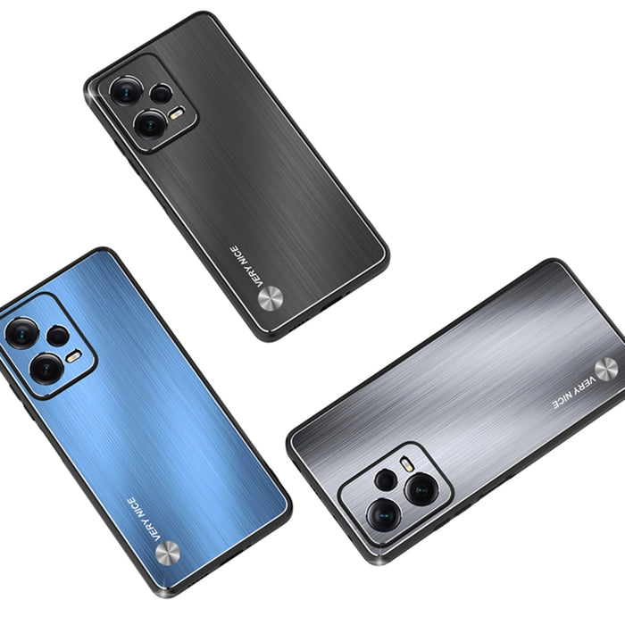 Caja de teléfono a prueba de golpes con textura cepillada de metal con soporte, For Xiaomi Redmi Note 12 Pro+ China, For Xiaomi Redmi Note 12 Pro 5G China, For Xiaomi Redmi Note 12 China