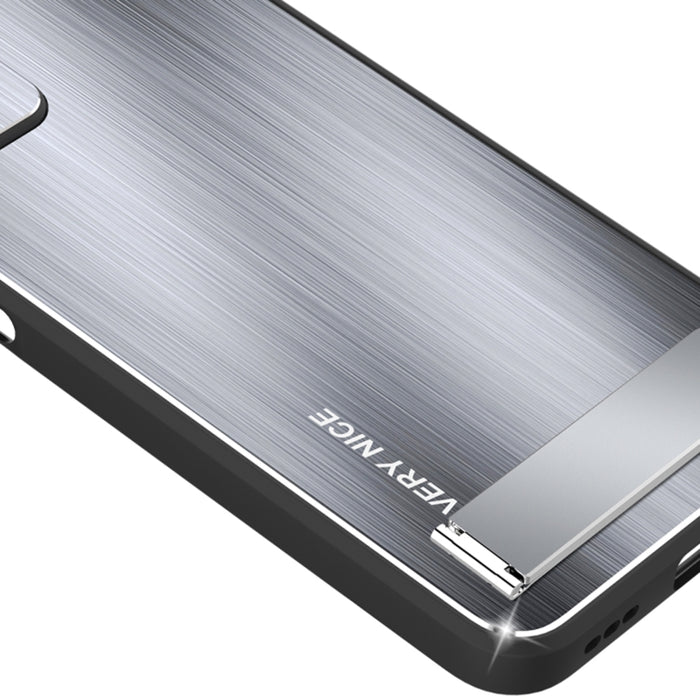 Caja de teléfono a prueba de golpes con textura cepillada de metal con soporte, For Xiaomi Redmi Note 12 Pro+ China, For Xiaomi Redmi Note 12 Pro 5G China, For Xiaomi Redmi Note 12 China