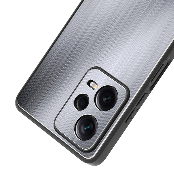 Caja de teléfono a prueba de golpes con textura cepillada de metal con soporte, For Xiaomi Redmi Note 12 Pro+ China, For Xiaomi Redmi Note 12 Pro 5G China, For Xiaomi Redmi Note 12 China
