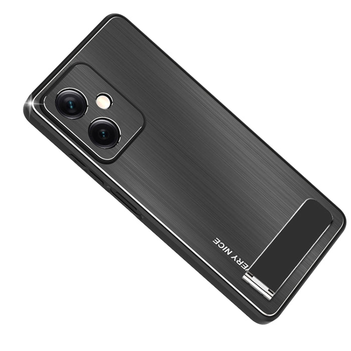 Caja de teléfono a prueba de golpes con textura cepillada de metal con soporte, For Xiaomi Redmi Note 12 Pro+ China, For Xiaomi Redmi Note 12 Pro 5G China, For Xiaomi Redmi Note 12 China