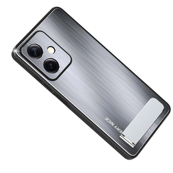 Caja de teléfono a prueba de golpes con textura cepillada de metal con soporte, For Xiaomi Redmi Note 12 Pro+ China, For Xiaomi Redmi Note 12 Pro 5G China, For Xiaomi Redmi Note 12 China