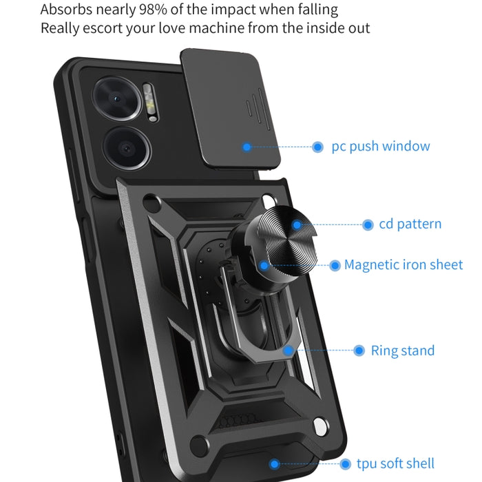 Funda de teléfono con diseño de cámara deslizante TPU + PC, For Xiaomi Redmi 10 5G, For Xiaomi Redmi Note 12 5G Global / Poco X5