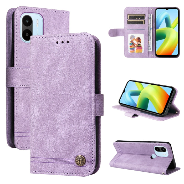 Skin Feel Life Tree Funda de piel para teléfono con botón de metal, For Xiaomi Redmi A1+, For Xiaomi Redmi 11 Prime 4G, For Xiaomi Redmi Note 12 China, For Xiaomi Redmi Note 12 Pro 5G China, For Xiaomi Redmi Note 12 Pro+ China
