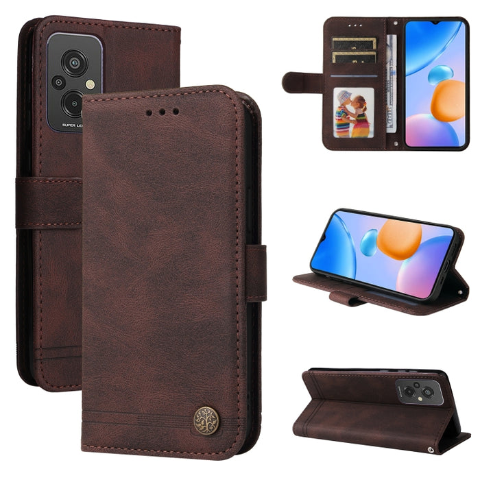 Skin Feel Life Tree Funda de piel para teléfono con botón de metal, For Xiaomi Redmi A1+, For Xiaomi Redmi 11 Prime 4G, For Xiaomi Redmi Note 12 China, For Xiaomi Redmi Note 12 Pro 5G China, For Xiaomi Redmi Note 12 Pro+ China