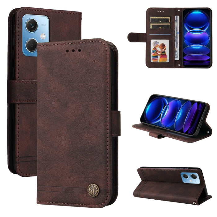 Skin Feel Life Tree Funda de piel para teléfono con botón de metal, For Xiaomi Redmi A1+, For Xiaomi Redmi 11 Prime 4G, For Xiaomi Redmi Note 12 China, For Xiaomi Redmi Note 12 Pro 5G China, For Xiaomi Redmi Note 12 Pro+ China