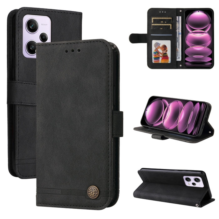Skin Feel Life Tree Funda de piel para teléfono con botón de metal, For Xiaomi Redmi A1+, For Xiaomi Redmi 11 Prime 4G, For Xiaomi Redmi Note 12 China, For Xiaomi Redmi Note 12 Pro 5G China, For Xiaomi Redmi Note 12 Pro+ China
