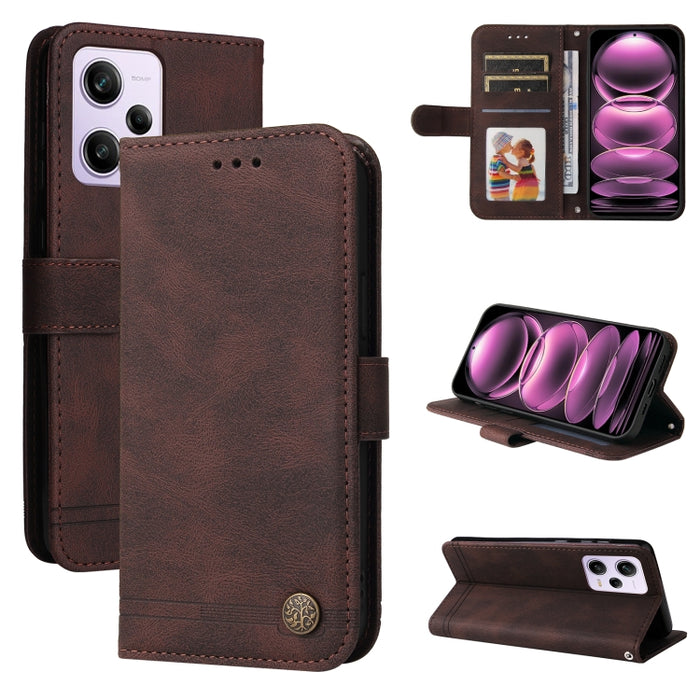 Skin Feel Life Tree Funda de piel para teléfono con botón de metal, For Xiaomi Redmi A1+, For Xiaomi Redmi 11 Prime 4G, For Xiaomi Redmi Note 12 China, For Xiaomi Redmi Note 12 Pro 5G China, For Xiaomi Redmi Note 12 Pro+ China