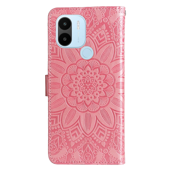 Estuche para teléfono de cuero con estampado de girasol en relieve, For Xiaomi Redmi A1+, For Xiaomi Redmi 11 Prime 4G, For Xiaomi Redmi Note 12 China, For Xiaomi Redmi Note 12 Pro 5G China, For Xiaomi Redmi Note 12 Pro+ China
