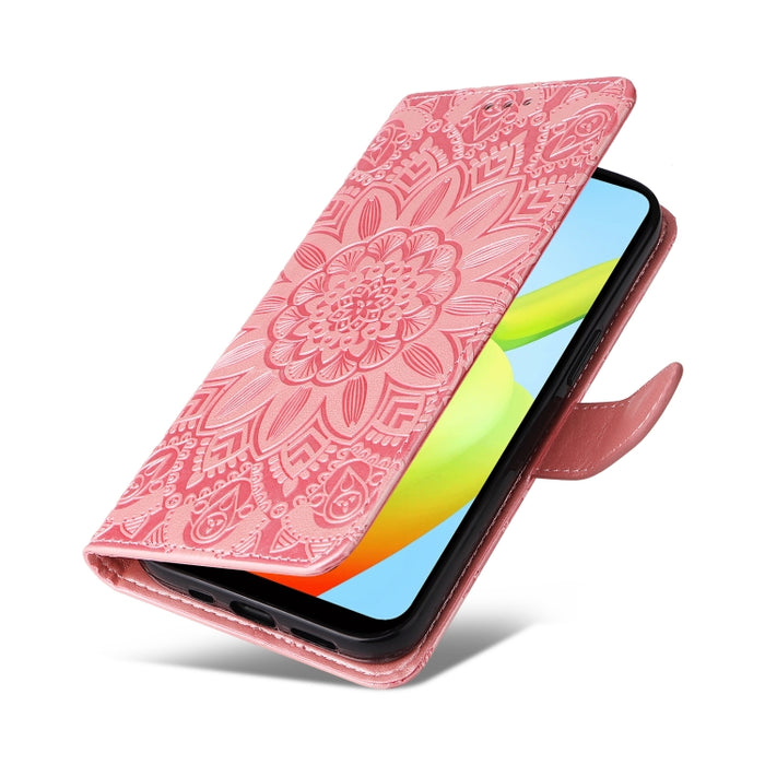 Estuche para teléfono de cuero con estampado de girasol en relieve, For Xiaomi Redmi A1+, For Xiaomi Redmi 11 Prime 4G, For Xiaomi Redmi Note 12 China, For Xiaomi Redmi Note 12 Pro 5G China, For Xiaomi Redmi Note 12 Pro+ China