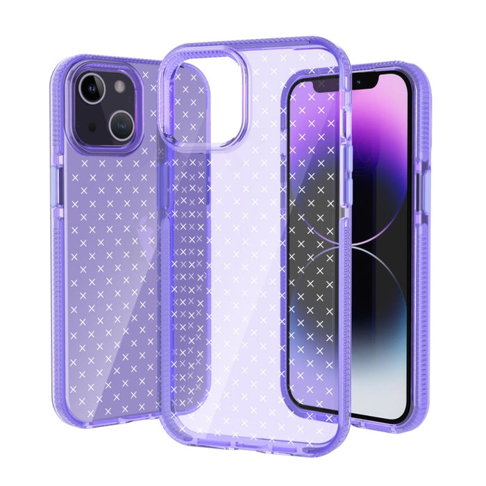 Caja del teléfono de TPU transparente con patrón de cuadrícula