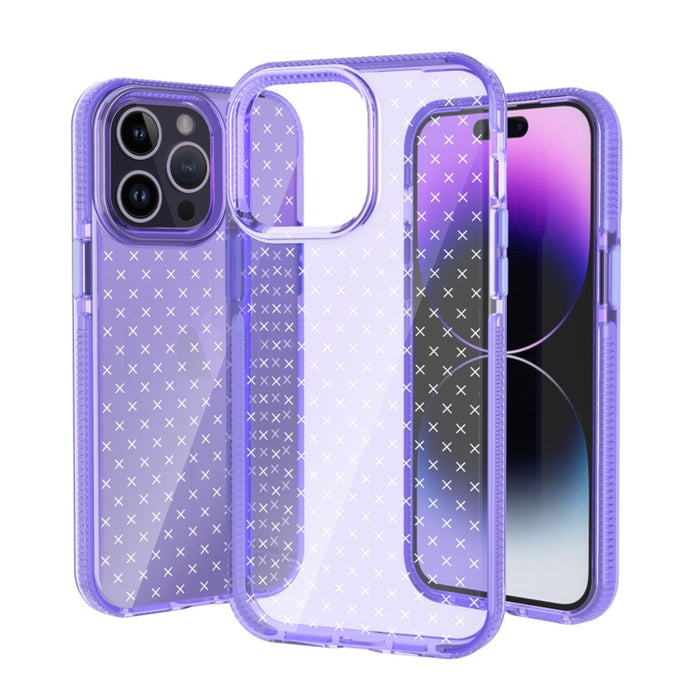 Caja del teléfono de TPU transparente con patrón de cuadrícula