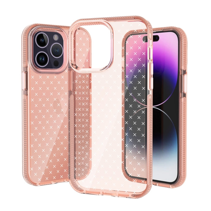 Caja del teléfono de TPU transparente con patrón de cuadrícula