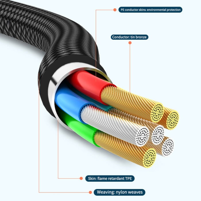 ADC-008 66 W USB a USB-C/Tipo-C + 8 pines + Micro USB 3 en 1 Cable de datos de carga rápida totalmente compatible