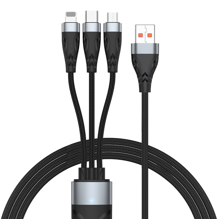 ADC-008 66 W USB a USB-C/Tipo-C + 8 pines + Micro USB 3 en 1 Cable de datos de carga rápida totalmente compatible