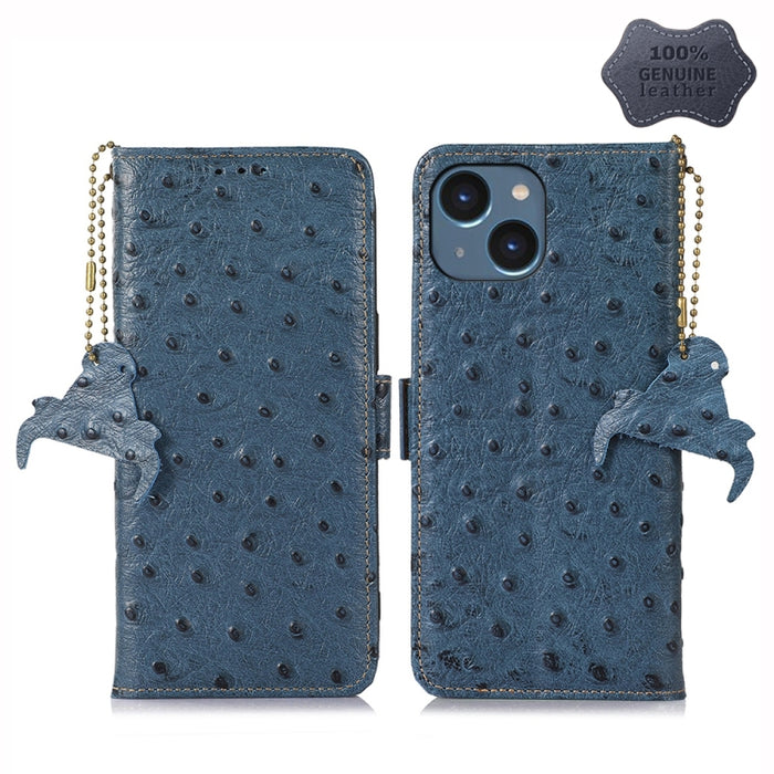 Estuche para teléfono RFID de cuero genuino con patrón de avestruz, iPhone 16e, For iPhone 15 Pro Max, For iPhone 15 Pro, For iPhone 15 Plus, For iPhone 15, For iPhone 14 Plus, For iPhone 14, For iPhone 14 Pro, For iPhone 14 Pro Max