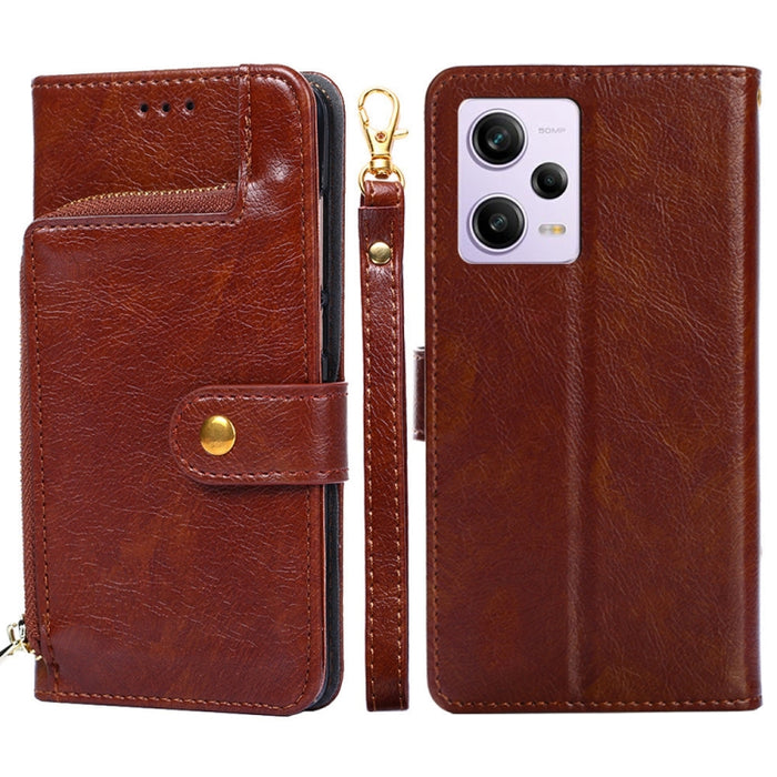 Funda de cuero con cremallera para teléfono, For Motorola Moto G72 4G, For vivo V25 Pro 5G, For Xiaomi Redmi Note 12 China, For Xiaomi Redmi Note 12 Pro 5G China, For Xiaomi Redmi Note 12 Pro+ China, For Xiaomi Redmi A1+ 4G                             ...