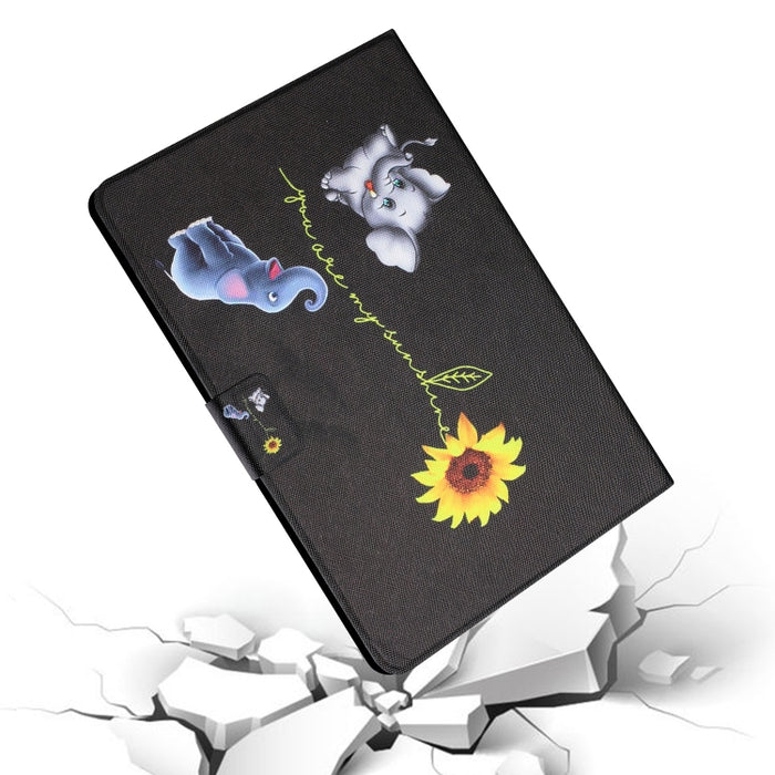 Estuche para tableta inteligente de cuero con diseño de dibujo coloreado
