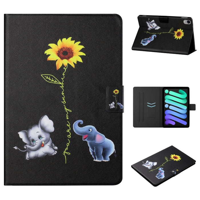 Estuche para tableta inteligente de cuero con diseño de dibujo coloreado