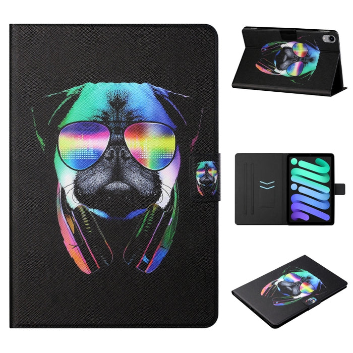 Estuche para tableta inteligente de cuero con diseño de dibujo coloreado