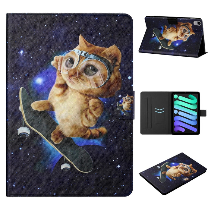 Estuche para tableta inteligente de cuero con diseño de dibujo coloreado