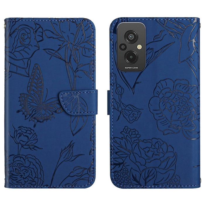 HT03 Skin Feel Butterfly Estuche de cuero con tapa en relieve para teléfono, For Xiaomi Redmi 11 Prime 4G, For Xiaomi Redmi 11 Prime 5G, For Xiaomi Redmi Note 12 China, For Xiaomi Redmi Note 12 Pro 5G China                                              ...