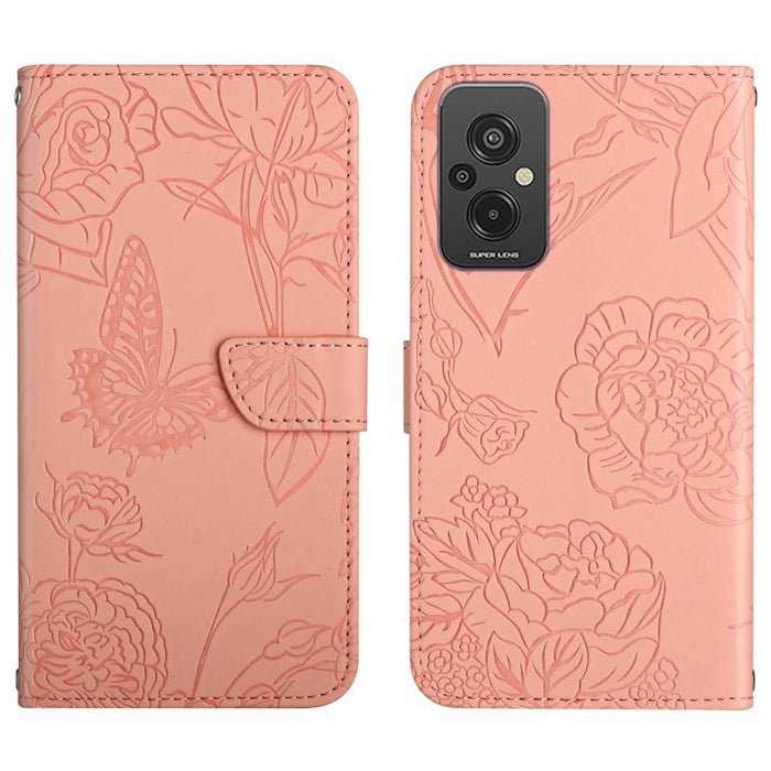 HT03 Skin Feel Butterfly Estuche de cuero con tapa en relieve para teléfono, For Xiaomi Redmi 11 Prime 4G, For Xiaomi Redmi 11 Prime 5G, For Xiaomi Redmi Note 12 China, For Xiaomi Redmi Note 12 Pro 5G China                                              ...
