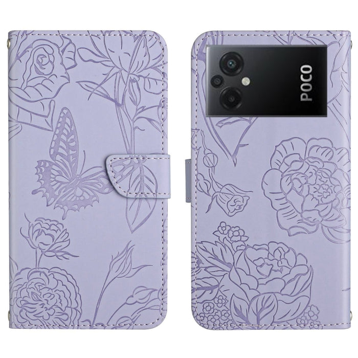 HT03 Skin Feel Butterfly Estuche de cuero con tapa en relieve para teléfono, For Xiaomi Redmi 11 Prime 4G, For Xiaomi Redmi 11 Prime 5G, For Xiaomi Redmi Note 12 China, For Xiaomi Redmi Note 12 Pro 5G China                                              ...