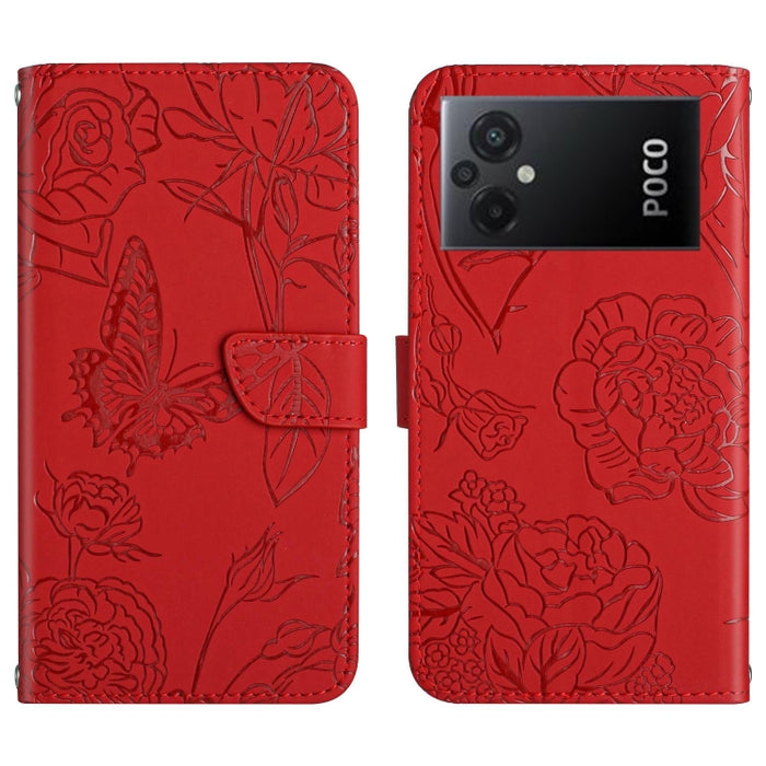 HT03 Skin Feel Butterfly Estuche de cuero con tapa en relieve para teléfono, For Xiaomi Redmi 11 Prime 4G, For Xiaomi Redmi 11 Prime 5G, For Xiaomi Redmi Note 12 China, For Xiaomi Redmi Note 12 Pro 5G China                                              ...