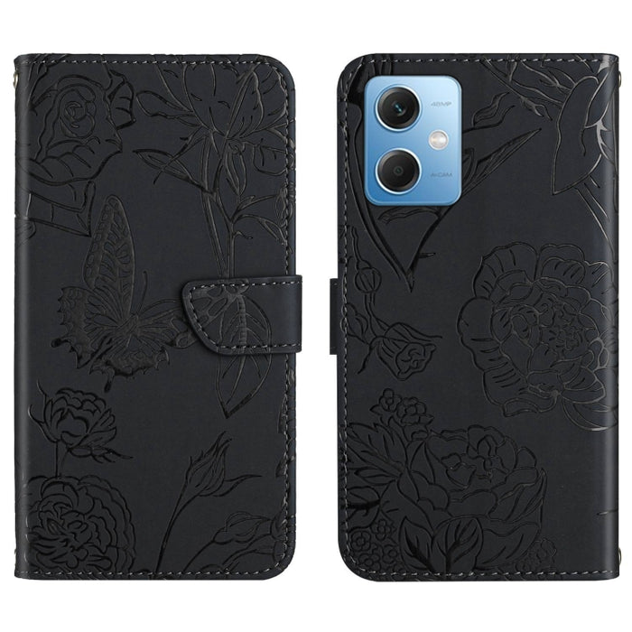HT03 Skin Feel Butterfly Estuche de cuero con tapa en relieve para teléfono, For Xiaomi Redmi 11 Prime 4G, For Xiaomi Redmi 11 Prime 5G, For Xiaomi Redmi Note 12 China, For Xiaomi Redmi Note 12 Pro 5G China                                              ...