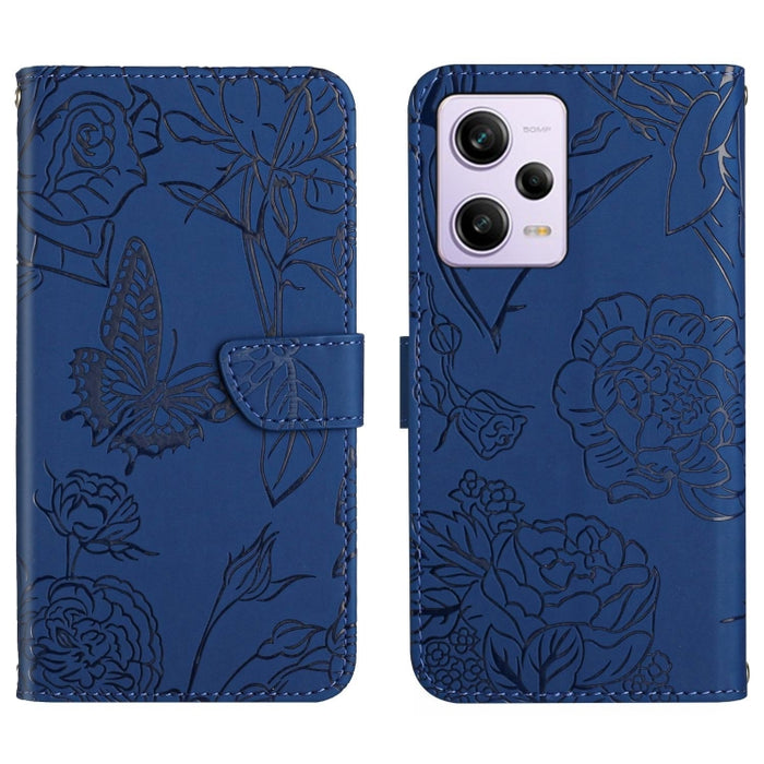 HT03 Skin Feel Butterfly Estuche de cuero con tapa en relieve para teléfono, For Xiaomi Redmi 11 Prime 4G, For Xiaomi Redmi 11 Prime 5G, For Xiaomi Redmi Note 12 China, For Xiaomi Redmi Note 12 Pro 5G China                                              ...