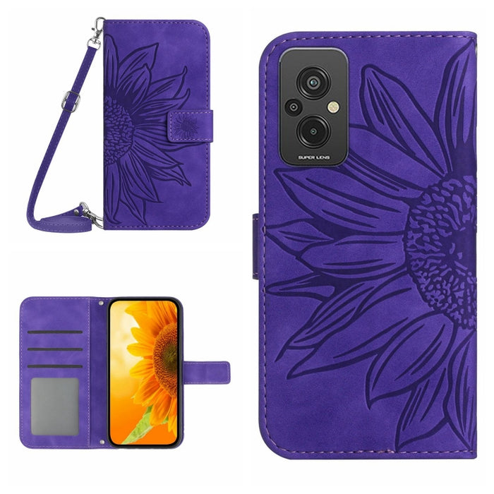 Skin Feel Sun Flower Pattern Flip Funda de cuero para teléfono con cordón, For Xiaomi Redmi 11 Prime 4G, For Xiaomi Redmi 11 Prime 5G, For Xiaomi Redmi Note 12 China, For Xiaomi Redmi Note 12 Pro 5G China                                                ...