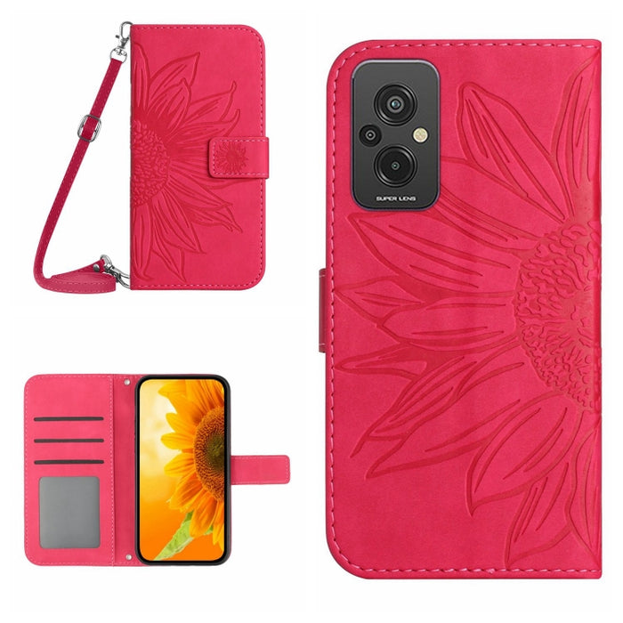 Skin Feel Sun Flower Pattern Flip Funda de cuero para teléfono con cordón, For Xiaomi Redmi 11 Prime 4G, For Xiaomi Redmi 11 Prime 5G, For Xiaomi Redmi Note 12 China, For Xiaomi Redmi Note 12 Pro 5G China                                                ...