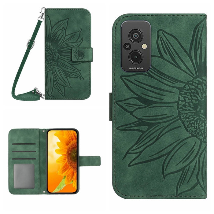 Skin Feel Sun Flower Pattern Flip Funda de cuero para teléfono con cordón, For Xiaomi Redmi 11 Prime 4G, For Xiaomi Redmi 11 Prime 5G, For Xiaomi Redmi Note 12 China, For Xiaomi Redmi Note 12 Pro 5G China                                                ...
