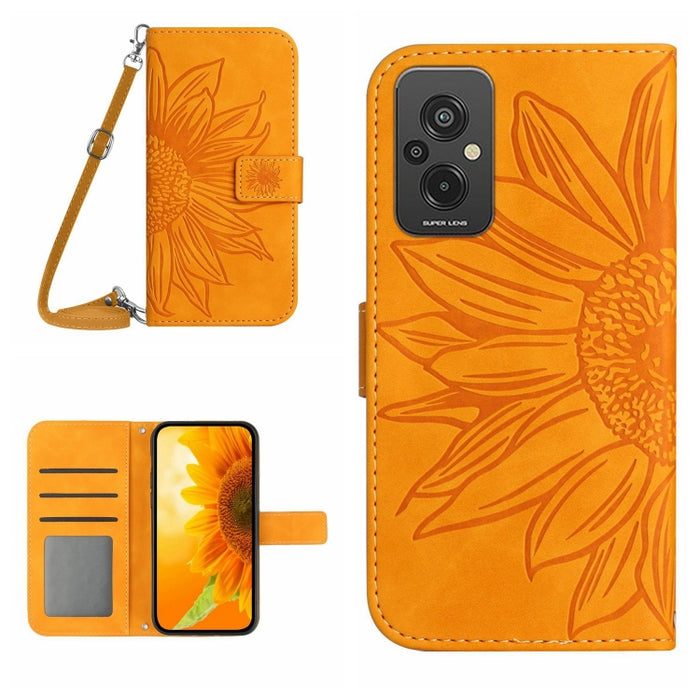 Skin Feel Sun Flower Pattern Flip Funda de cuero para teléfono con cordón, For Xiaomi Redmi 11 Prime 4G, For Xiaomi Redmi 11 Prime 5G, For Xiaomi Redmi Note 12 China, For Xiaomi Redmi Note 12 Pro 5G China                                                ...