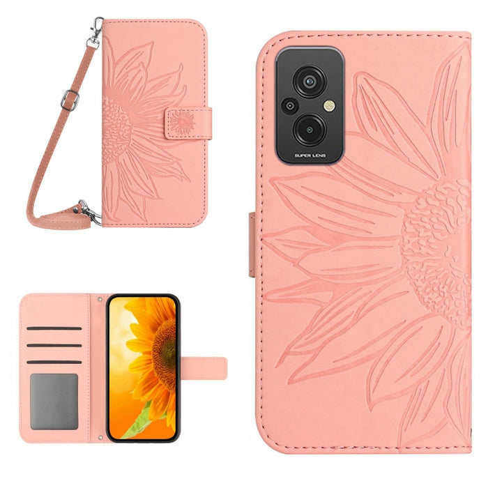 Skin Feel Sun Flower Pattern Flip Funda de cuero para teléfono con cordón, For Xiaomi Redmi 11 Prime 4G, For Xiaomi Redmi 11 Prime 5G, For Xiaomi Redmi Note 12 China, For Xiaomi Redmi Note 12 Pro 5G China                                                ...