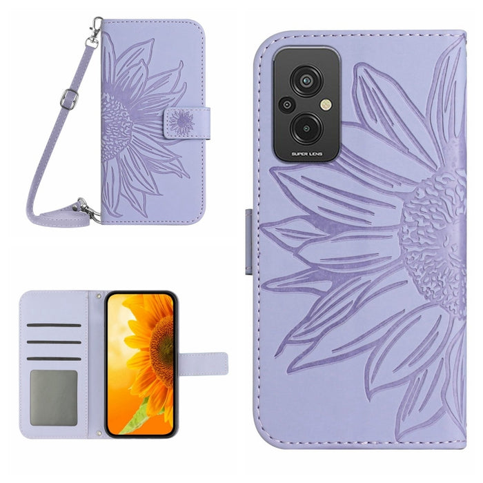 Skin Feel Sun Flower Pattern Flip Funda de cuero para teléfono con cordón, For Xiaomi Redmi 11 Prime 4G, For Xiaomi Redmi 11 Prime 5G, For Xiaomi Redmi Note 12 China, For Xiaomi Redmi Note 12 Pro 5G China                                                ...