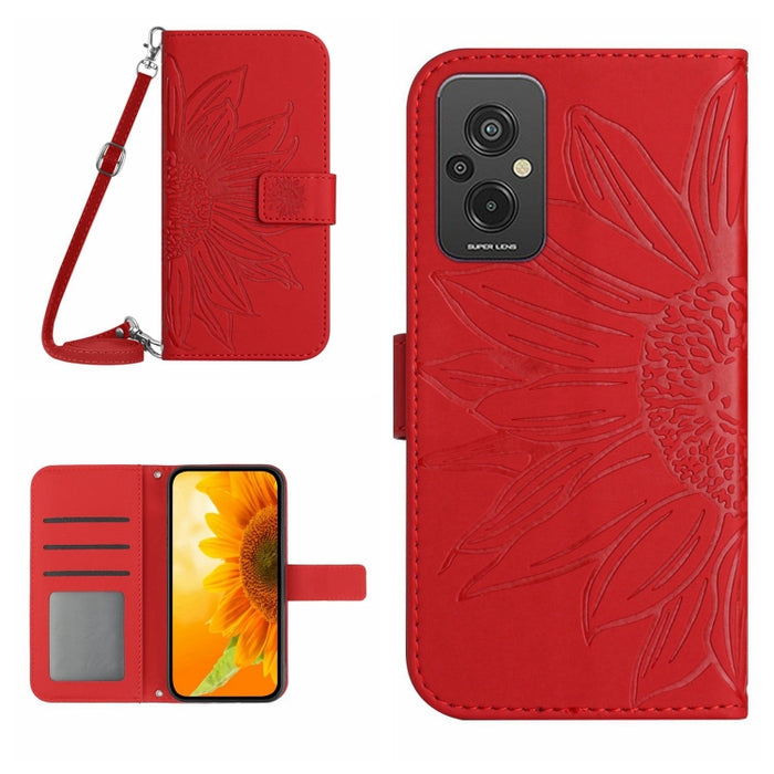 Skin Feel Sun Flower Pattern Flip Funda de cuero para teléfono con cordón, For Xiaomi Redmi 11 Prime 4G, For Xiaomi Redmi 11 Prime 5G, For Xiaomi Redmi Note 12 China, For Xiaomi Redmi Note 12 Pro 5G China                                                ...