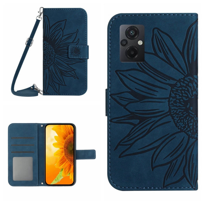 Skin Feel Sun Flower Pattern Flip Funda de cuero para teléfono con cordón, For Xiaomi Redmi 11 Prime 4G, For Xiaomi Redmi 11 Prime 5G, For Xiaomi Redmi Note 12 China, For Xiaomi Redmi Note 12 Pro 5G China                                                ...