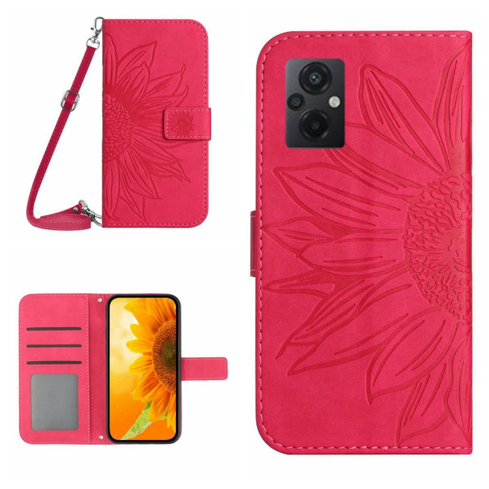 Skin Feel Sun Flower Pattern Flip Funda de cuero para teléfono con cordón, For Xiaomi Redmi 11 Prime 4G, For Xiaomi Redmi 11 Prime 5G, For Xiaomi Redmi Note 12 China, For Xiaomi Redmi Note 12 Pro 5G China                                                ...