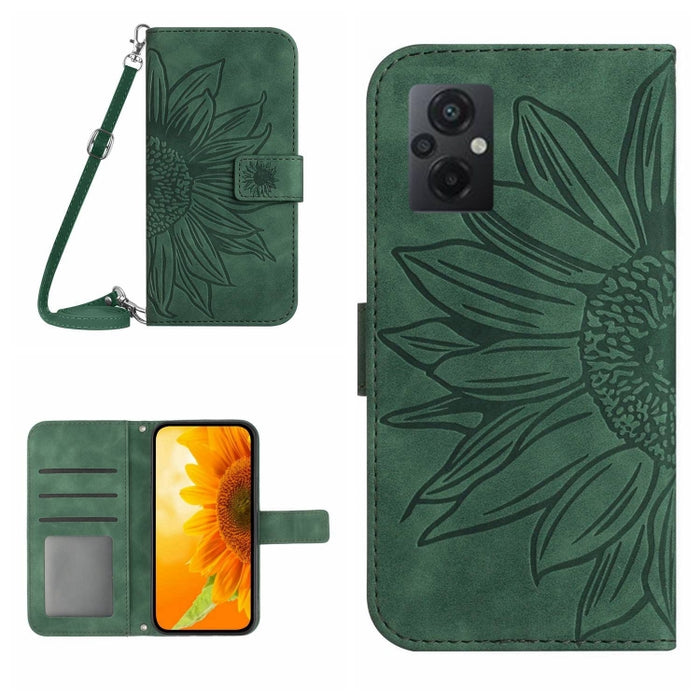 Skin Feel Sun Flower Pattern Flip Funda de cuero para teléfono con cordón, For Xiaomi Redmi 11 Prime 4G, For Xiaomi Redmi 11 Prime 5G, For Xiaomi Redmi Note 12 China, For Xiaomi Redmi Note 12 Pro 5G China                                                ...