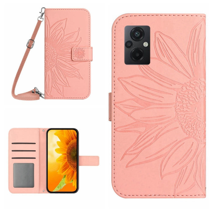 Skin Feel Sun Flower Pattern Flip Funda de cuero para teléfono con cordón, For Xiaomi Redmi 11 Prime 4G, For Xiaomi Redmi 11 Prime 5G, For Xiaomi Redmi Note 12 China, For Xiaomi Redmi Note 12 Pro 5G China                                                ...