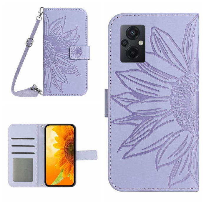 Skin Feel Sun Flower Pattern Flip Funda de cuero para teléfono con cordón, For Xiaomi Redmi 11 Prime 4G, For Xiaomi Redmi 11 Prime 5G, For Xiaomi Redmi Note 12 China, For Xiaomi Redmi Note 12 Pro 5G China                                                ...