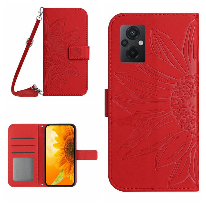 Skin Feel Sun Flower Pattern Flip Funda de cuero para teléfono con cordón, For Xiaomi Redmi 11 Prime 4G, For Xiaomi Redmi 11 Prime 5G, For Xiaomi Redmi Note 12 China, For Xiaomi Redmi Note 12 Pro 5G China                                                ...