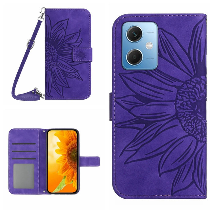 Skin Feel Sun Flower Pattern Flip Funda de cuero para teléfono con cordón, For Xiaomi Redmi 11 Prime 4G, For Xiaomi Redmi 11 Prime 5G, For Xiaomi Redmi Note 12 China, For Xiaomi Redmi Note 12 Pro 5G China                                                ...