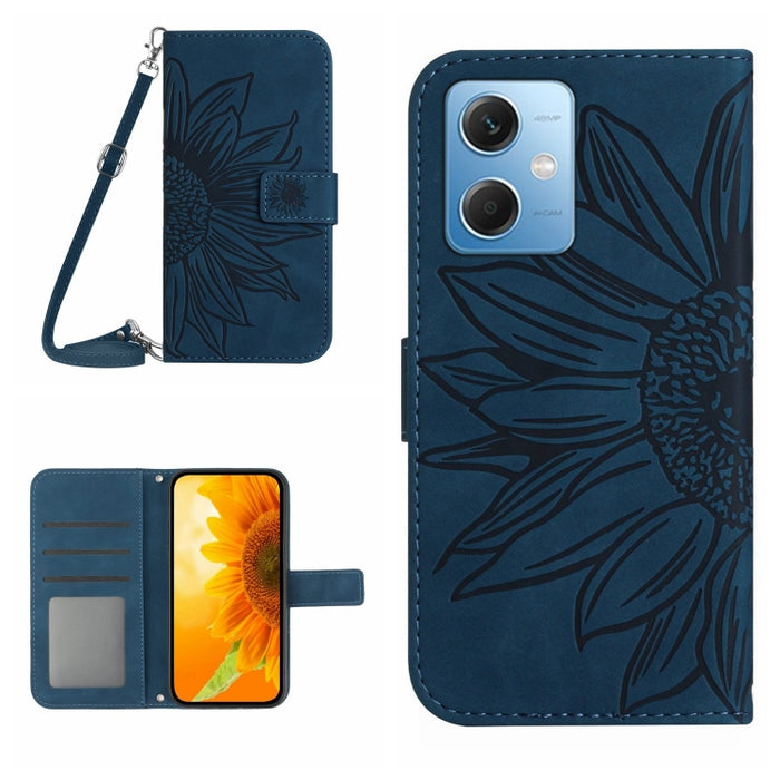 Skin Feel Sun Flower Pattern Flip Funda de cuero para teléfono con cordón, For Xiaomi Redmi 11 Prime 4G, For Xiaomi Redmi 11 Prime 5G, For Xiaomi Redmi Note 12 China, For Xiaomi Redmi Note 12 Pro 5G China                                                ...