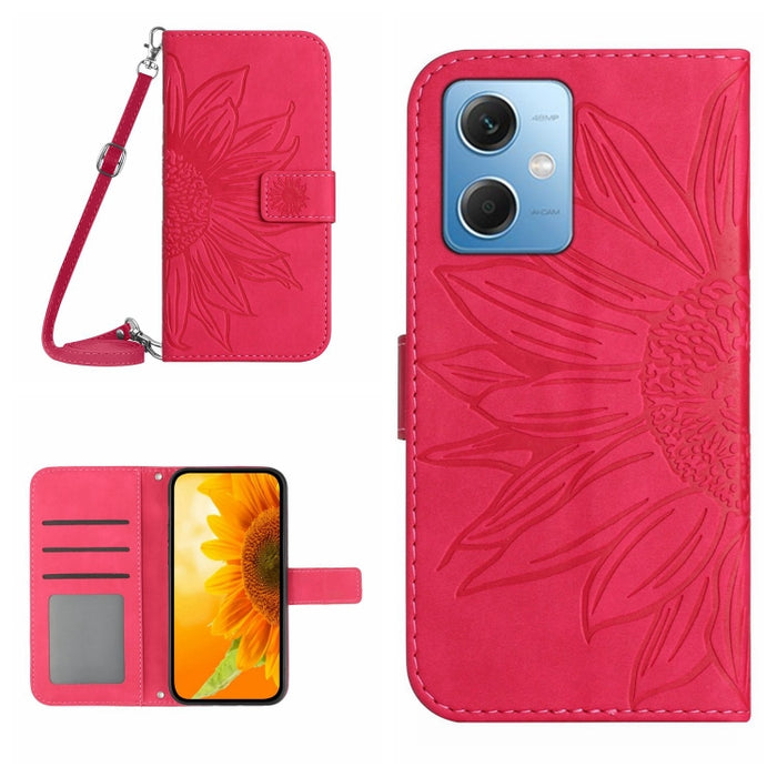 Skin Feel Sun Flower Pattern Flip Funda de cuero para teléfono con cordón, For Xiaomi Redmi 11 Prime 4G, For Xiaomi Redmi 11 Prime 5G, For Xiaomi Redmi Note 12 China, For Xiaomi Redmi Note 12 Pro 5G China                                                ...