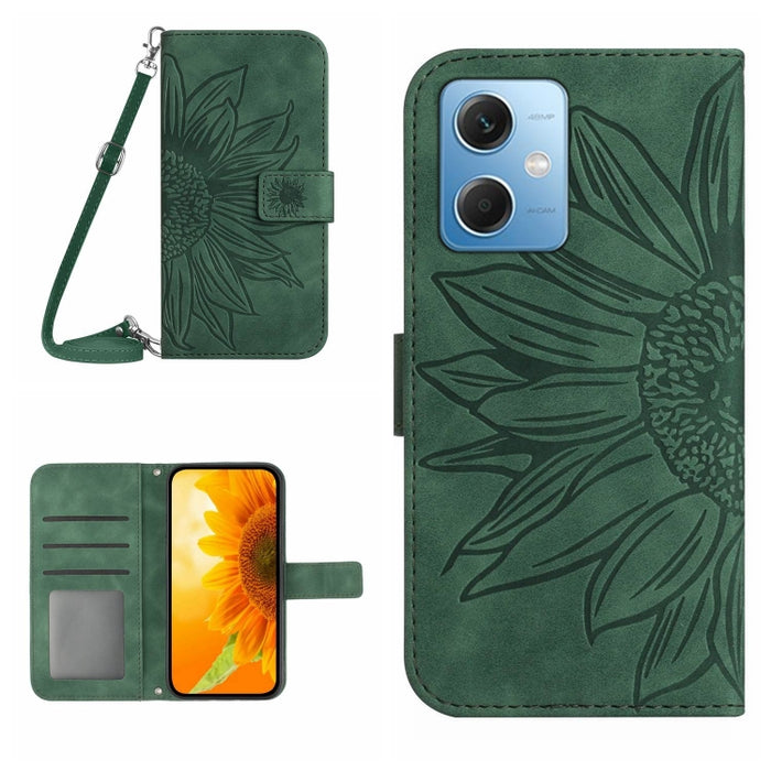 Skin Feel Sun Flower Pattern Flip Funda de cuero para teléfono con cordón, For Xiaomi Redmi 11 Prime 4G, For Xiaomi Redmi 11 Prime 5G, For Xiaomi Redmi Note 12 China, For Xiaomi Redmi Note 12 Pro 5G China                                                ...