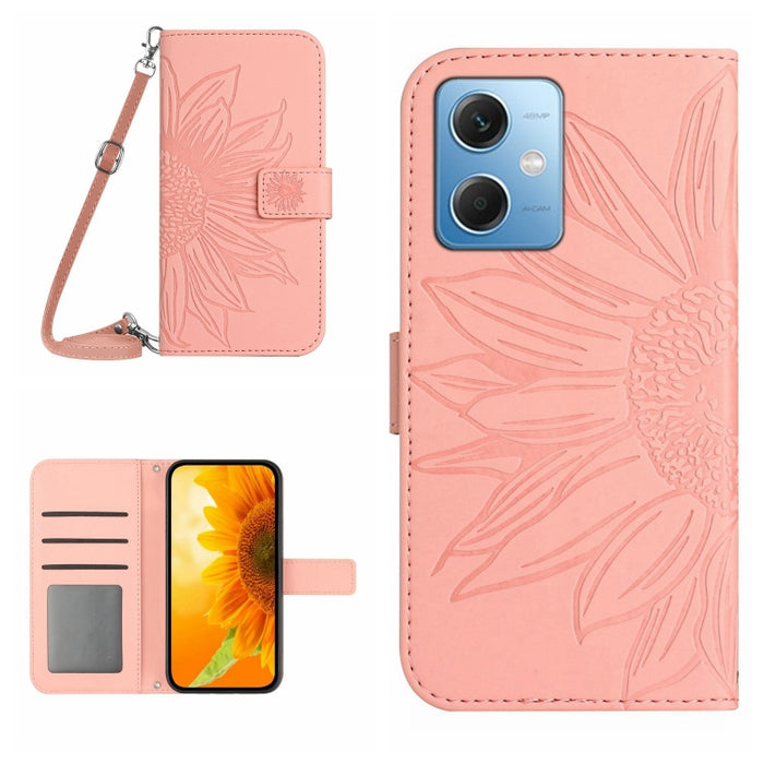 Skin Feel Sun Flower Pattern Flip Funda de cuero para teléfono con cordón, For Xiaomi Redmi 11 Prime 4G, For Xiaomi Redmi 11 Prime 5G, For Xiaomi Redmi Note 12 China, For Xiaomi Redmi Note 12 Pro 5G China                                                ...